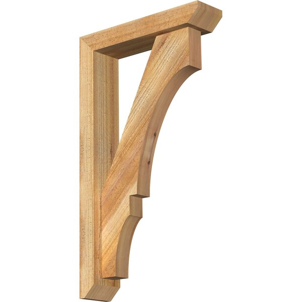Ekena Millwork Balboa Slat Rough Sawn Bracket w/ Offset Brace, Western Red Cedar, 4"W x 16"D x 28"H BKT0402X16X28BOA06RWR - main